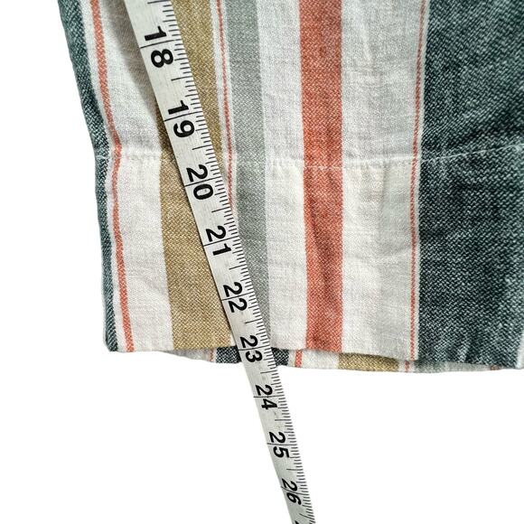 Madewell Huston Pants M Multicolor Stripe Linen Blend Tie Pull On Crop Wide Leg - Picture 11 of 16